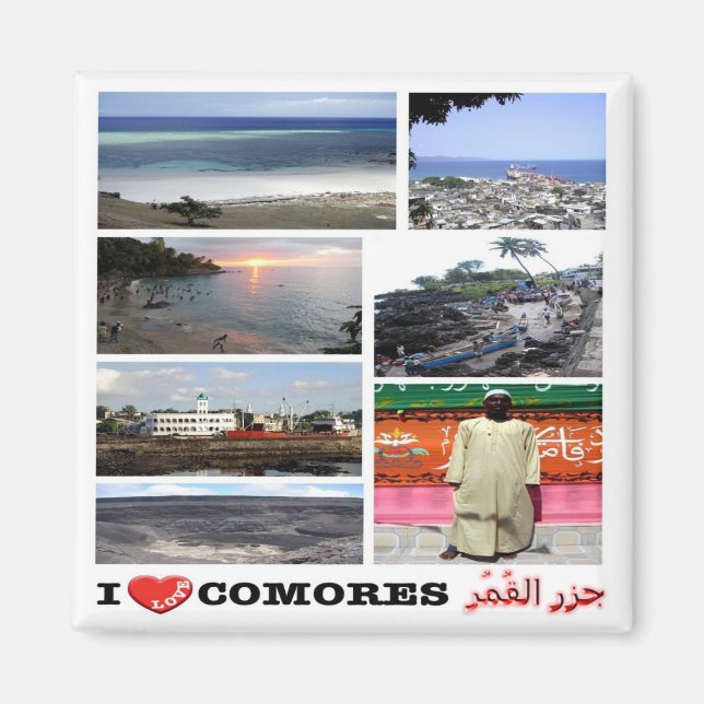 zKM011 COMOROS I Love, Mosaic, Africa, Fridge Magnet (Front)