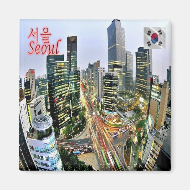 zKR006 SEOUL panorama, South Korea, Fridge Magnet (Front)