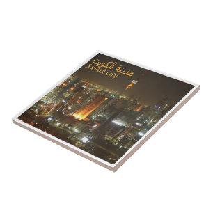 zKW006 AL KUWAIT, city by night, Asia, Tile