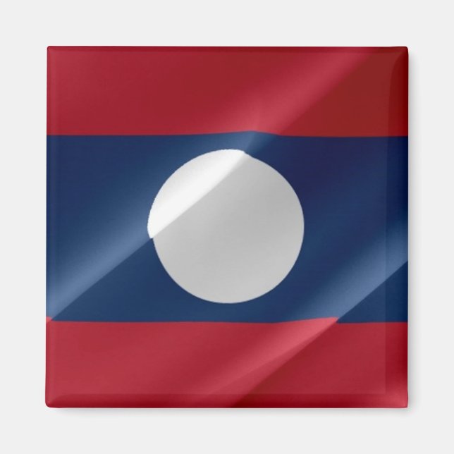 zLA002 waving FLAG LAOS, Fridge Magnet (Front)