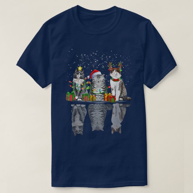 zlA2 Santa Cat Christmas Light Merry Xmas Pet Cat  T-Shirt (Design Front)