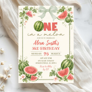 ZLC11 Sage Green Floral Watermelon One in a Melon Invitation