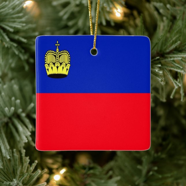zLI001 FLAG of LIECHTENSTEIN, Ceramic Ornament (Tree)