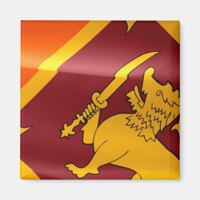 zLK002 waving Sinhalese FLAG Sri Lanka, Fridge Magnet (Front)