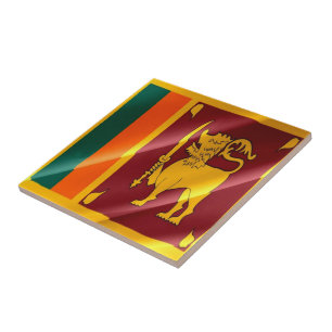 zLK002 waving Sinhalese FLAG Sri Lanka, Tile