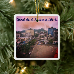 zLR007 MONROVIA, Broad Street, Liberia, Ceramic Ornament