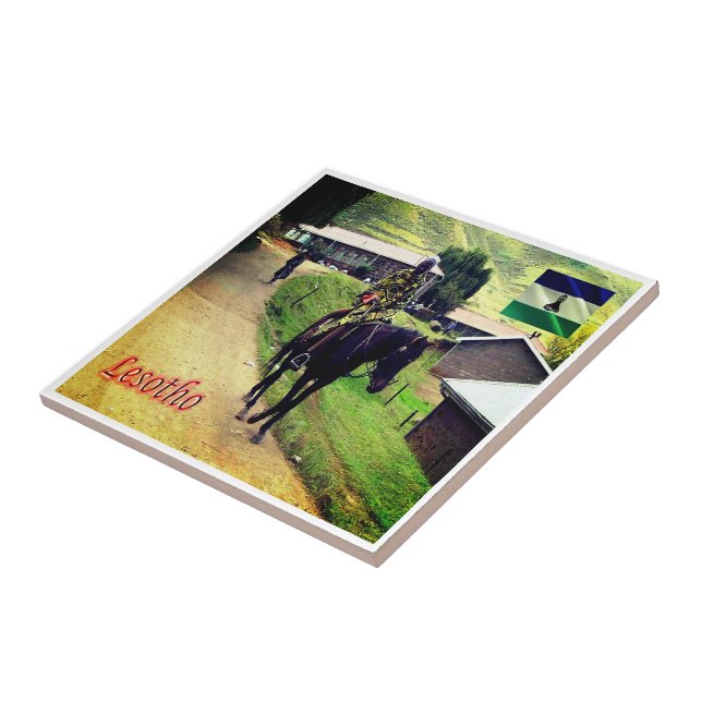 zLS003 LESOTHO, Basotho Blanket, Africa, Tile (Side)