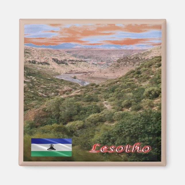 zLS006 LESOTHO, Makhaleng River Gorges, Fridge Magnet (Front)