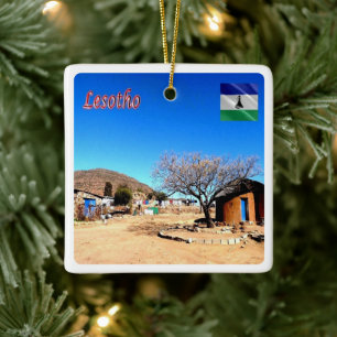 zLS008 LESOTHO, Mantsase, Africa, Ceramic Ornament