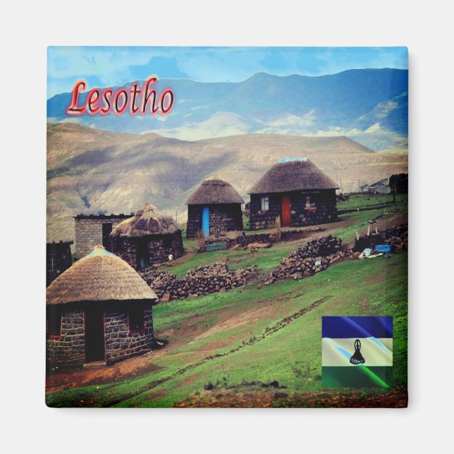 zLS012 LESOTHO, Mountain Village, Africa, Fridge Magnet (Front)