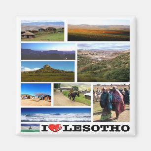 zLS013 LESOTHO I Love, Mosaic, Africa Magnet