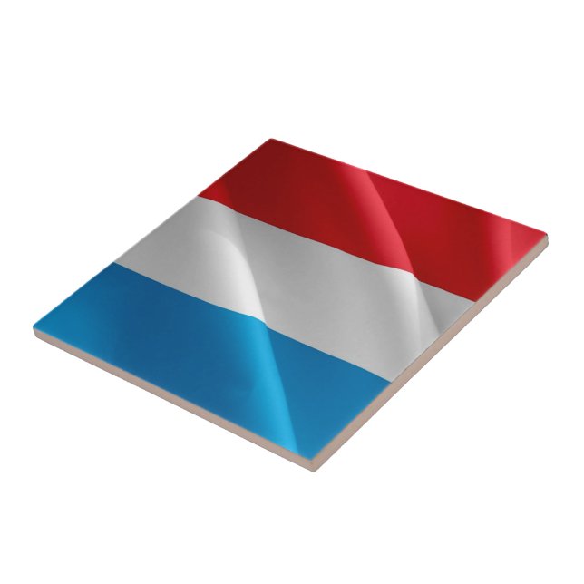 zLU002  LUXEMBOURG waving FLAG, Tile (Side)
