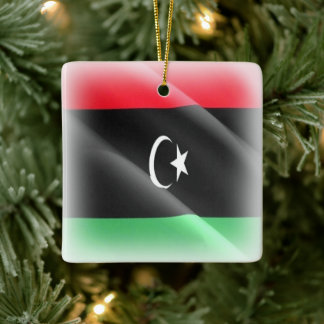 zLY002 LIBYA, Waving Flag Lebanese, Africa, Ceramic Ornament