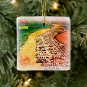 ZLY005 BENGHAZI, Beach, Libya, Africa, fridge  Cer Ceramic Ornament