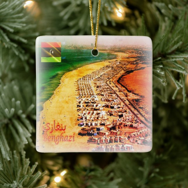ZLY005 BENGHAZI, Beach, Libya, Africa, fridge  Cer Ceramic Ornament (Tree)