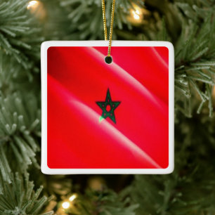 zMA002 MOROCCO, Waving Flag, Africa, Ceramic Ornament