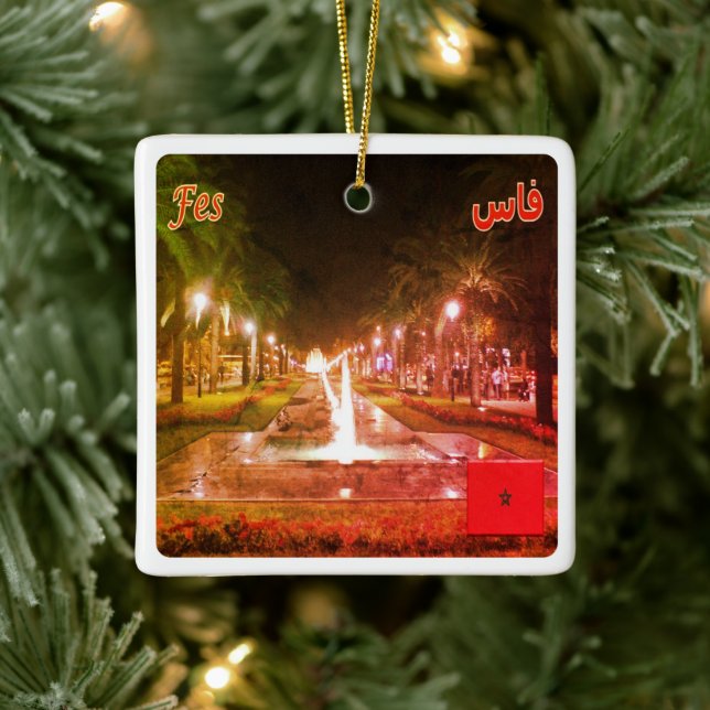 zMA008 FEZ by Night, Morocco, Africa, Ceramic Ornament (Tree)