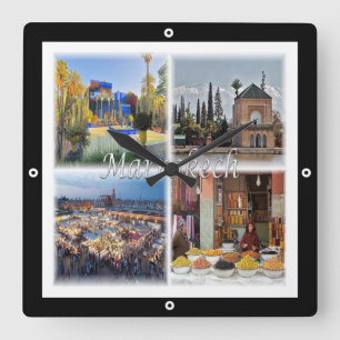 zMA017  MARRAKECH mosaic, Morocco, Africa, Square Wall Clock