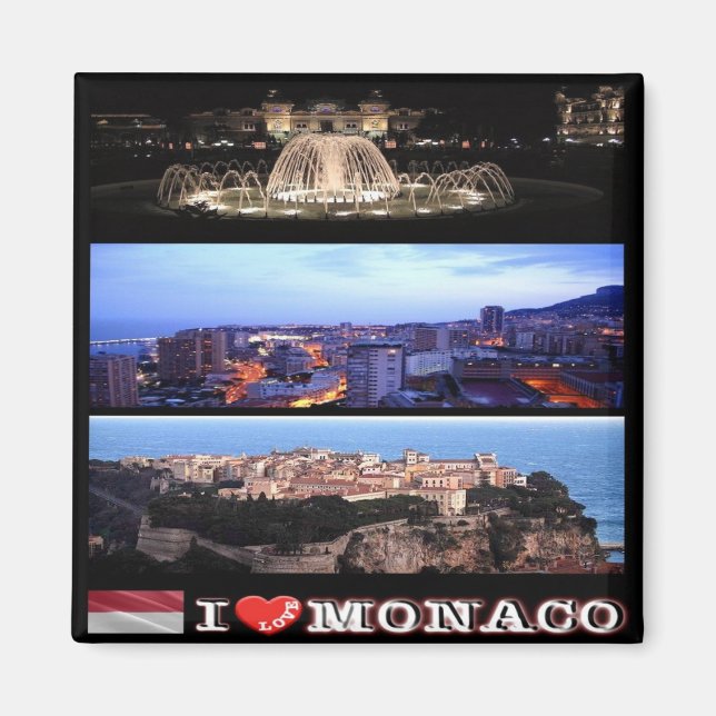 zMC032 MONACO collage "I Love", Fridge Magnet (Front)