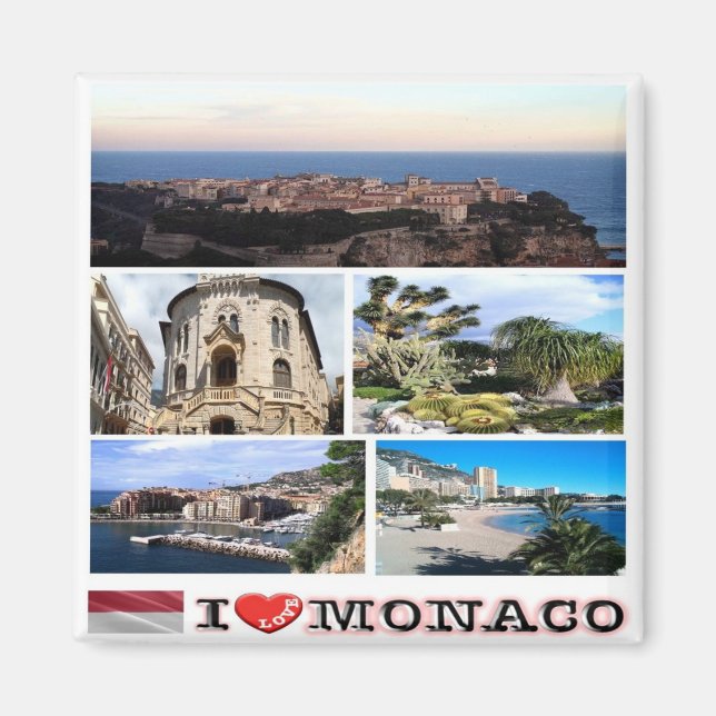 zMC033 MONACO collage "I Love", Fridge Magnet (Front)