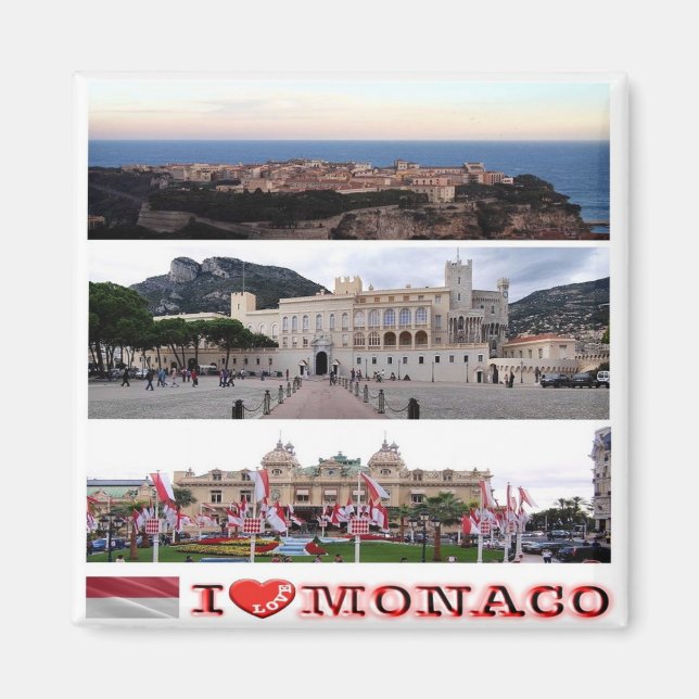 zMC034 MONACO collage "I Love", Fridge Magnet (Front)