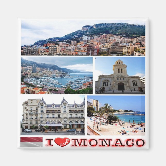 zMC037 MONACO collage "I Love", Fridge  Magnet (Front)