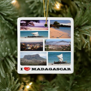 zMG013 MADAGASCAR I Love, Mosaic, Africa, Ceramic Ornament