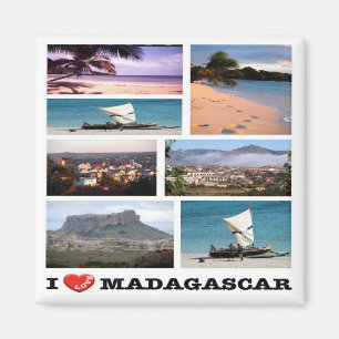 zMG013 MADAGASCAR I Love, Mosaic, Africa, Fridge Magnet