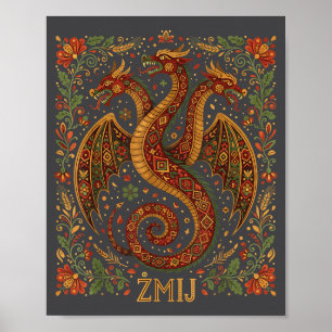 Zmij Slavic Dragon Myth Pagan Folk Serpent Art Poster