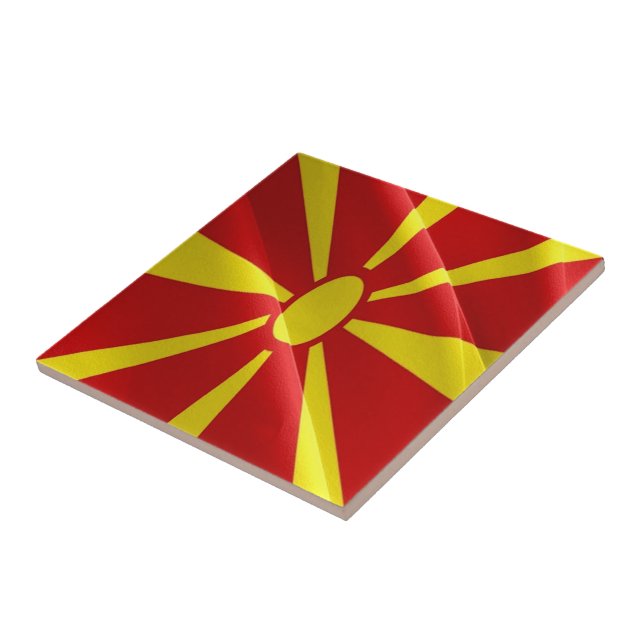 zMK002 NORTH MACEDONIAN waving FLAG Macedonia,  Tile (Side)