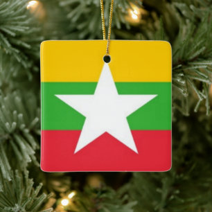 zMM001 Burmese FLAG Myanmar, Ceramic Ornament