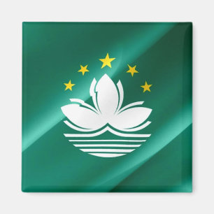 zMO002 waving Macaense FLAG Macau or Macao, Fridge Magnet