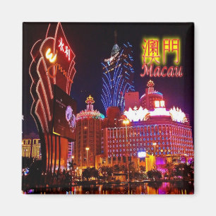zMO011 CASINO LIGHTS, Macau or Macao, Fridge Magnet