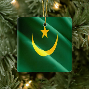 zMR002 MAURITANIA, Waving Flag, Africa, Ceramic Ornament