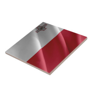 zMT002 MALTESE waving FLAG Malta, Tile
