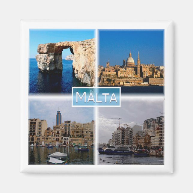 zMT004 LA VALLETTA SKYLINE, Malta, Fridge Magnet (Front)