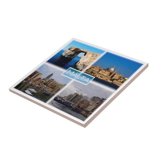 zMT004 LA VALLETTA SKYLINE, Malta, Tile (Side)