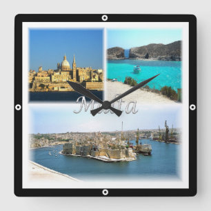 zMT006 VALLETTA, Malta, Europe, Square Wall Clock