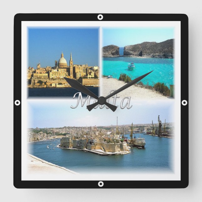 zMT006 VALLETTA, Malta, Europe, Square Wall Clock (Front)