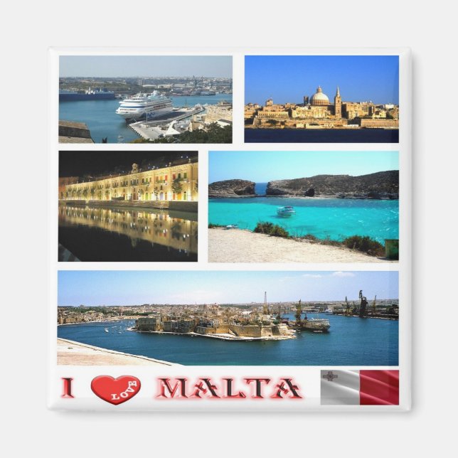zMT007 MALTA "I Love", Fridge Magnet (Front)