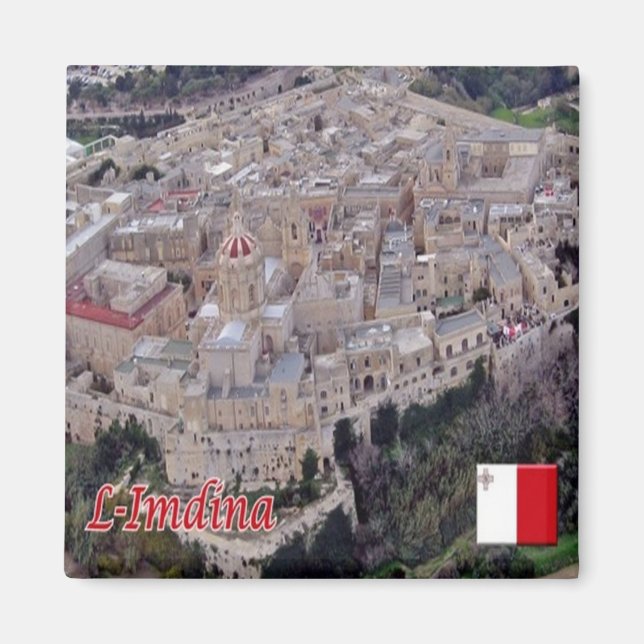 zMT009 MDINA SkyLine, Malta, Fridge Magnet (Front)