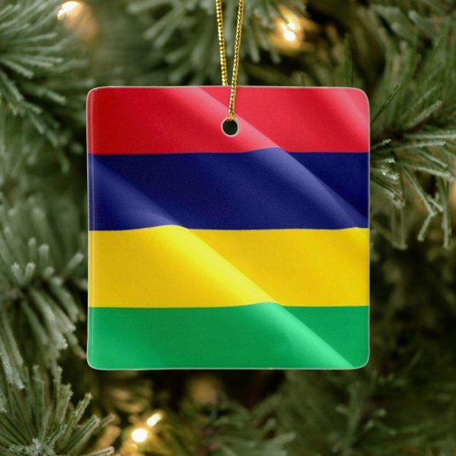 zMU002 MAURITIUS, Waving Flag, Africa, Ceramic Ornament (Tree)