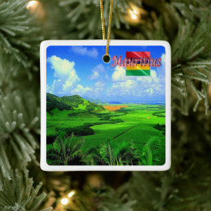 zMU010 MAURITIUS, Plantation of Sugarcane, Ceramic Ornament
