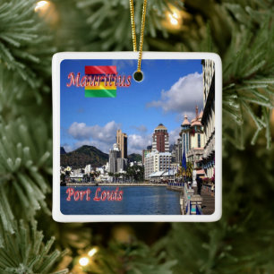 zMU012 PORT LOUIS, Panorama, Mauritius, Ceramic Ornament
