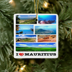 zMU021 MAURITIUS I Love, Mosaic, Africa, Ceramic Ornament