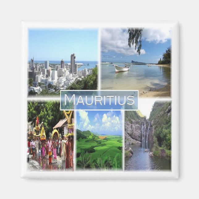 zMU022 PORT LOUIS, Mosaic, Africa, Fridge Magnet (Front)