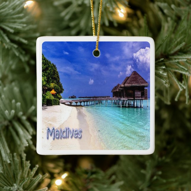 zMV004 islands MALDIVES beach, Asia, Ceramic Ornament (Tree)