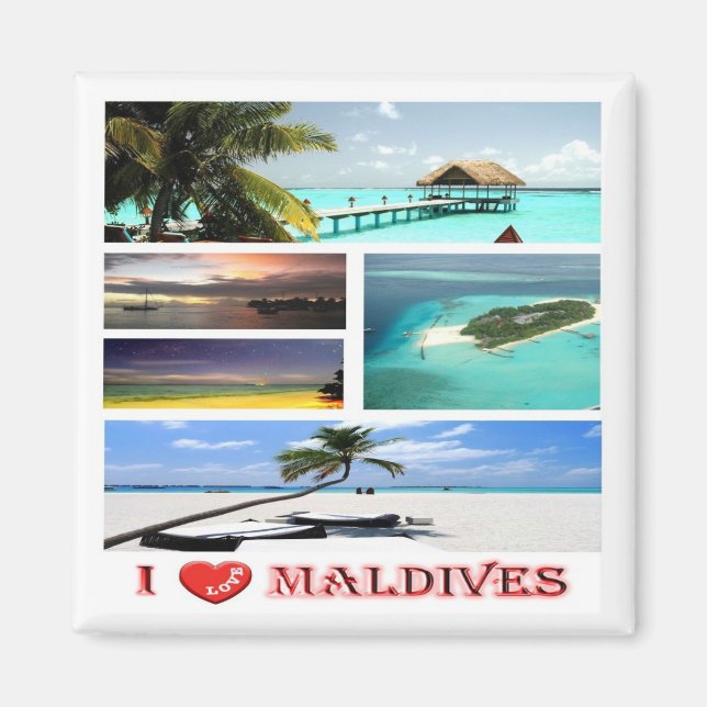 zMV009 i love MALDIVES collage, Fridge Magnet (Front)