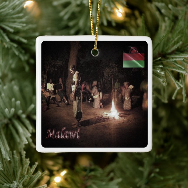 zMW003 MALAWI, Folkloristic Dance, Africa, Ceramic Ornament (Tree)