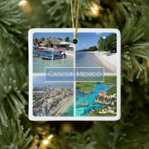 zMX003 CANCUN, Mosaic, Mexico, America, Ceramic Ornament
